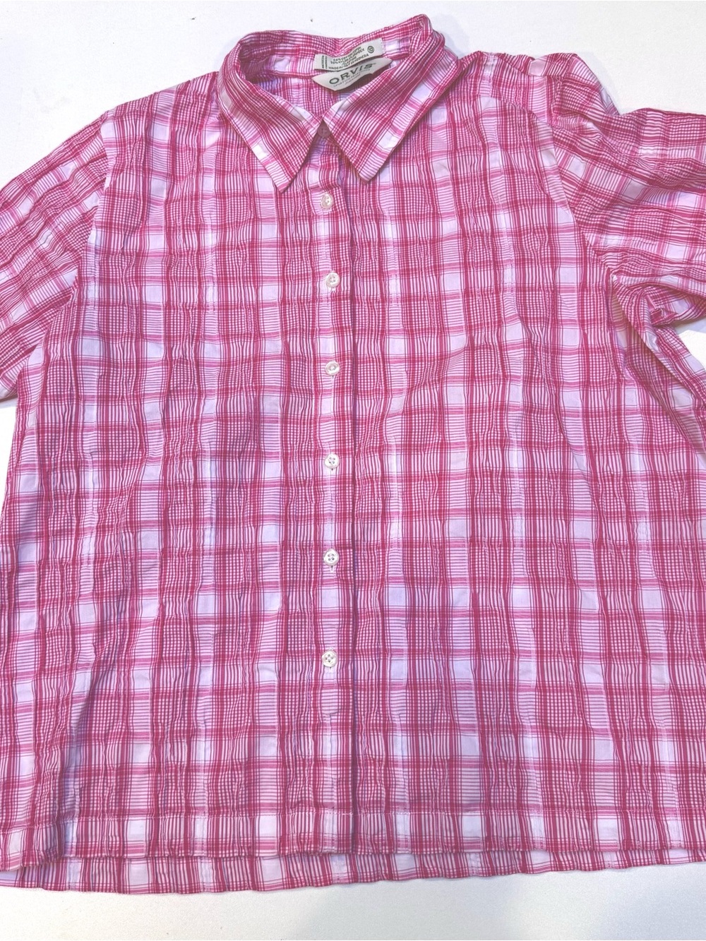 Orvis Pink Plaid Short-Sleeve Button-Down Shirt